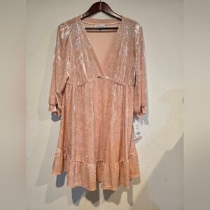 Motherhood Maternity Blouse Top Sz Large Pink Velvet V-neck 3/4 Sleeve Baby